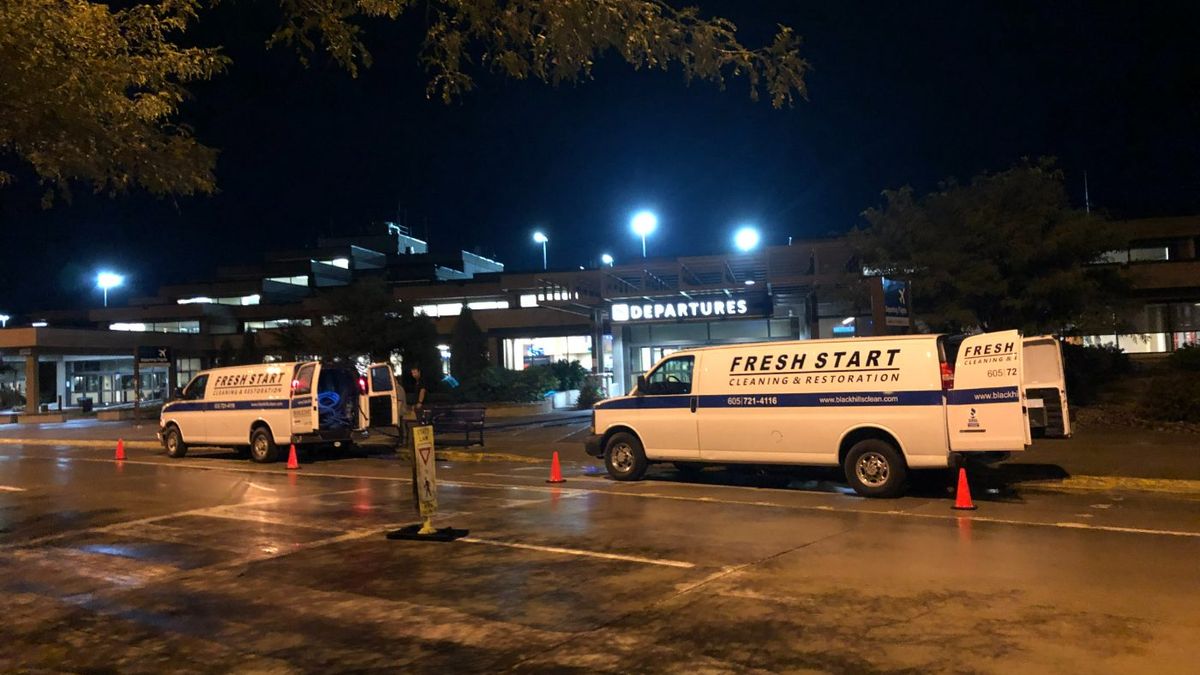 Fresh Start vans at Rapid City Regional Airport for an after-hours commercial job
