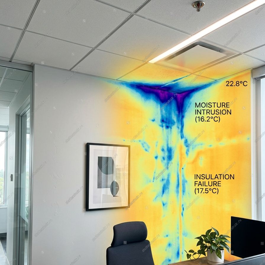 Thermal imaging reveals moisture behind drywall without demolition